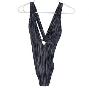 La Blanca Deep V Plunge One Piece Bathing Suit Womens XS Black White Swim Suit